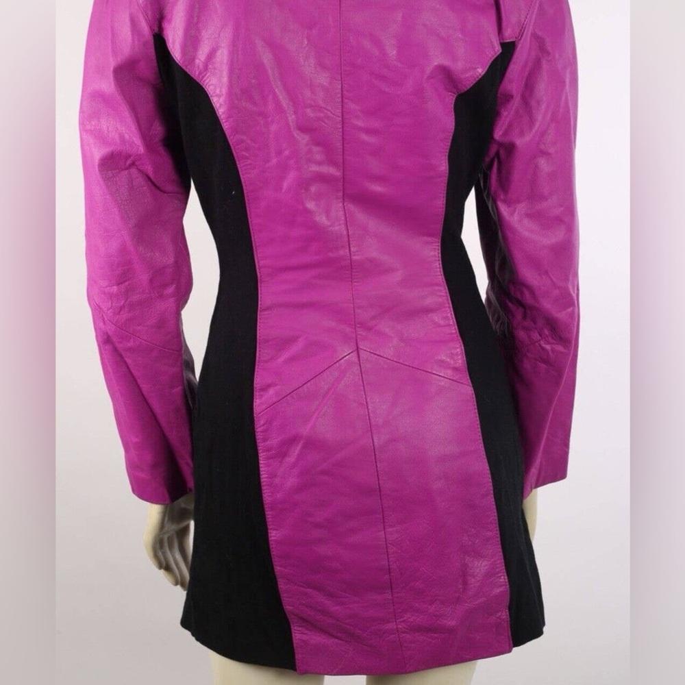 Chia Vintage Leather Fuchsia & Black Lycra Dress Size M - Picture 4 of 8